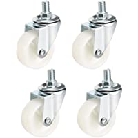 sourcing map Ruedas giratorias de nylon de 2 pulgadas M10 x 15mm Ruedas Roscadas Blanco 66lb de capacidad 4 ordenadores.